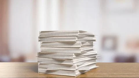 The paper on wood table for Background or Business concept 3d rendering. Stock Illustration
