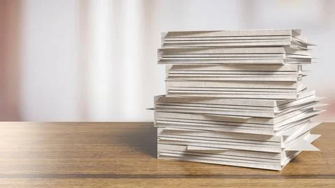 The paper on wood table for Background or Business concept 3d rendering. Stock Illustration