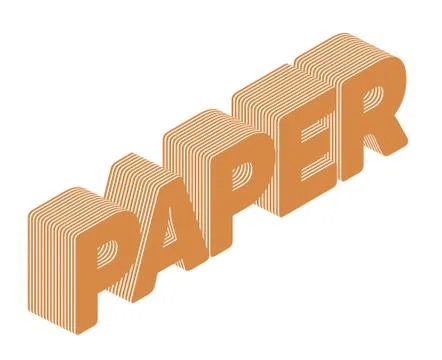Paper word typography 3D rendering isolated white background Stock Illustration