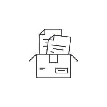 Paper work box vector line icon, sign, illustration on background, editable Stock Illustration