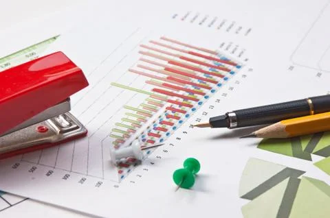 Paper work with the diagram Foto stock