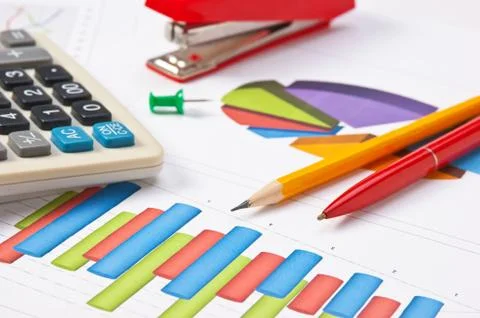 Paper work with the diagram Stock Photos