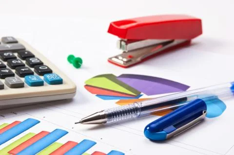 Paper work with the diagram Foto stock