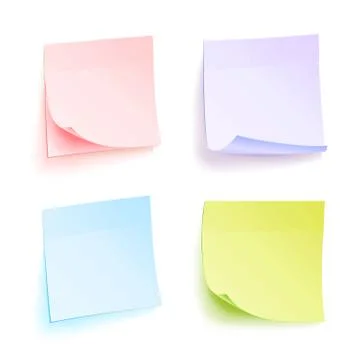 Paper Work Notes Isolated Vector. Set Of Color Sheets Of Note Papers. Four Illustrazione stock