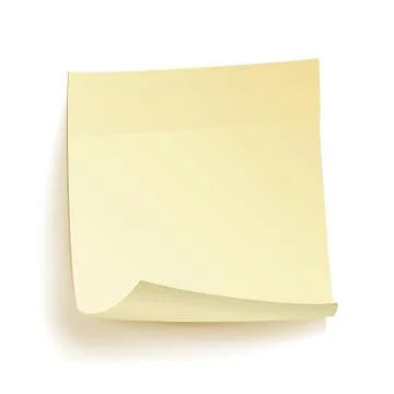 Paper Work Notes Isolated Vector. Realistic Yellow Paper Sticker On White Illustrazione stock