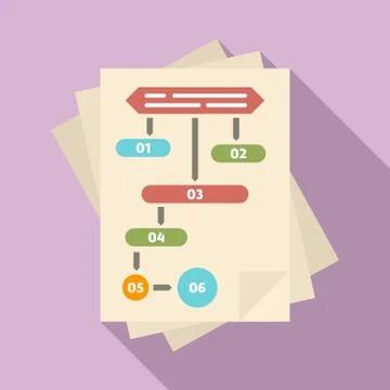 Paper workflow icon, flat style Stock Illustration