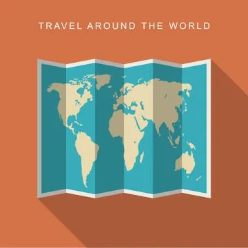 Paper world map flat icon 스톡 일러스트