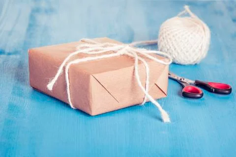 Paper wrapped gift Stock Photos
