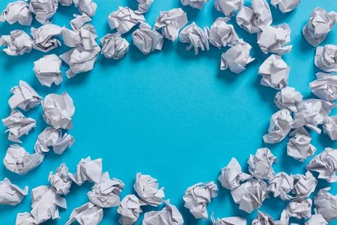 Paper Wraps Placed Around Important Information. Wrinkled Notes Arranged In Stock Photos