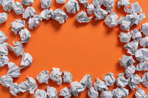 Paper Wraps Placed Around Important Information. Wrinkled Notes Arranged In Foto stock