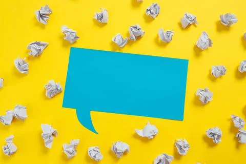 Paper Wraps Placed Around Speech Bubble With Important Information. Wrinkled Stock Photos