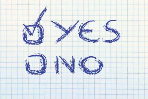 Paper with yes or no multiple choice test Illustrazione stock