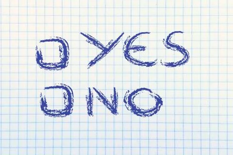 Paper with yes or no multiple choice test Illustrazione stock