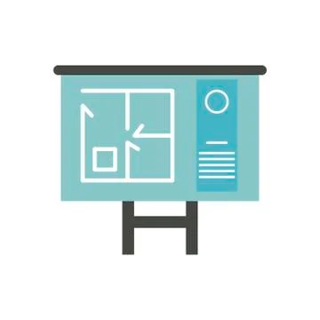 Paperboard training with statistics icon Stock Illustration