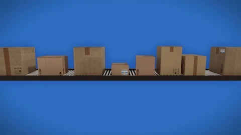 Paperboxes on conveyor belt, looping animation Stock Footage 87610271