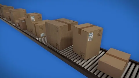 Paperboxes on conveyor belt, looping animation Stock Footage 87610671