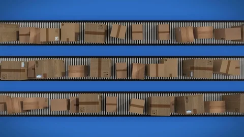 Paperboxes on conveyor belt, looping animation Stock Footage 87610850