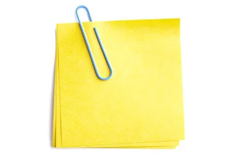 Paperclip attached to adhesive note Stock Photos