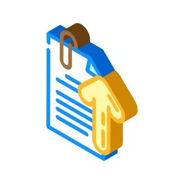 Paperclip attached file isometric icon vector illustration Stockillustratie