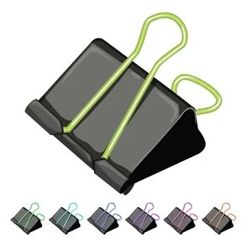 Paperclip binder clip cartoon vector graphic color Stock Illustration