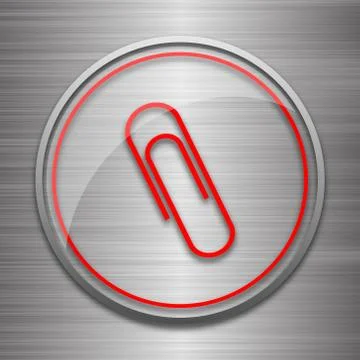 Paperclip icon. Internet button on metallic background.. Stock Illustration