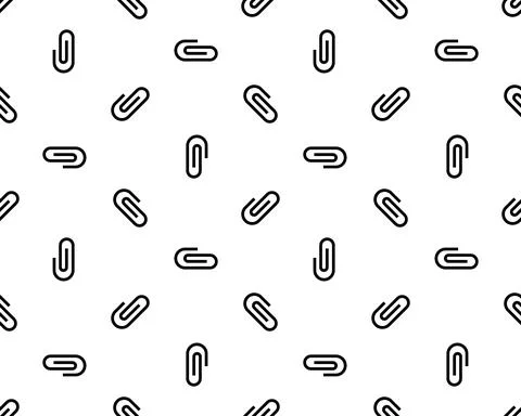 Paperclip Seamless repeatable pattern. Style is flat vector symbols on a whit Stock Illustration