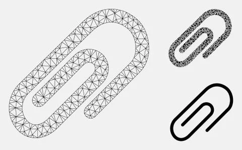 Paperclip Vector Mesh 2D Model and Triangle Mosaic Icon 스톡 일러스트