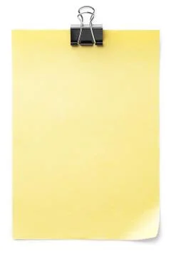 Paperclip on yellow note Stock Photos
