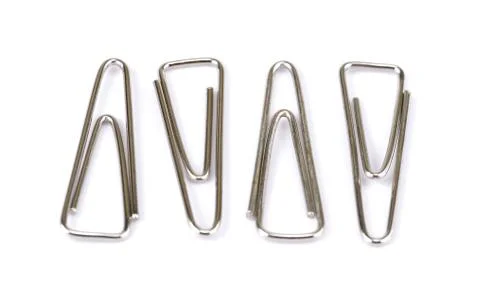 Paperclips on white background Stock Photos