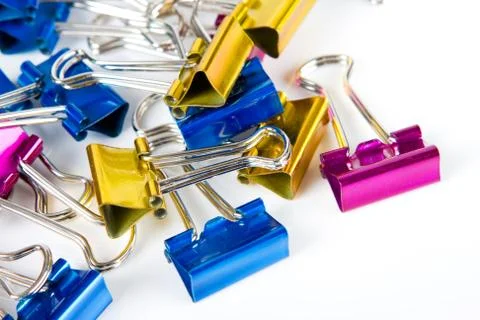 Paperclips on white Stock Photos