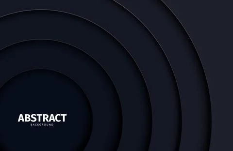 Papercut abstract circle black shape background. Layered backdrop with dark grey Stock Illustration