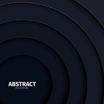 Papercut abstract circle black shape background. Layered backdrop with dark grey Stock Illustration