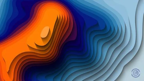 Papercut abstract gradient background. 3d art vector cutout. Paper craft color Illustrazione stock