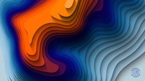Papercut abstract gradient background. 3d art vector cutout. Paper craft color Illustrazione stock
