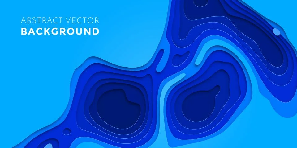 Papercut blue gradient multi layer background Stock Illustration