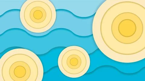 Papercut blue with yellow vector background Stock Illustration