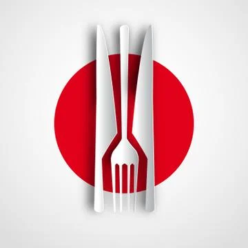 Papercut fork and spoon on background, design card 스톡 일러스트
