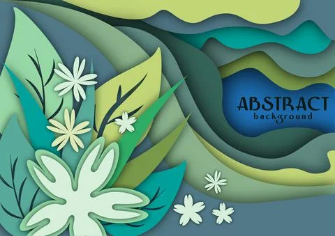 Papercut green tone background vector EPS10 illustration 005 Illustrazione stock