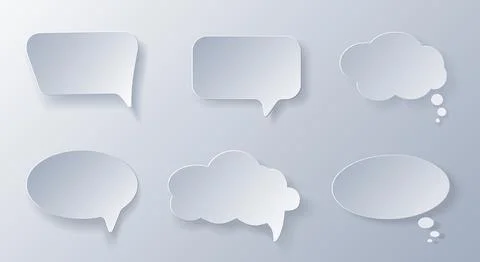 Papercut Grey White Speech Bubbles. Stock Illustration