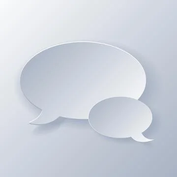 Papercut Grey White Speech Bubbles Stock Illustration