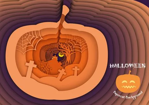 Papercut halloween background vector EPS10 illustration 007 Stock Illustration