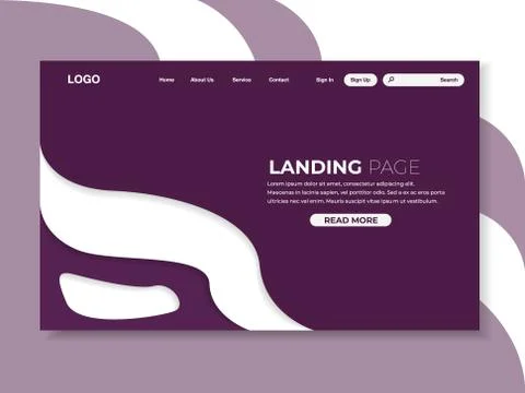 Papercut landing page, interface design, vector Stock Illustration