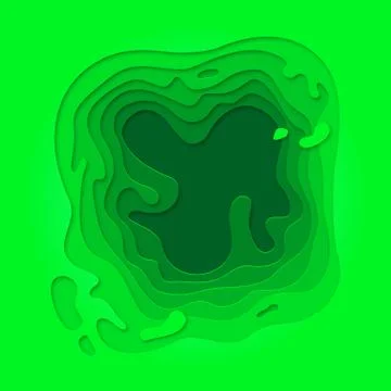 Papercut multi layer green cut out background Stock Illustration