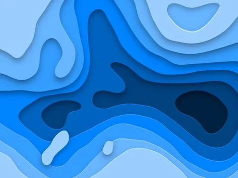 Papercut multi layers texture blue background of 3D paper cut vector effect Ilustración de archivo