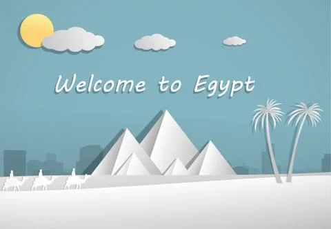 Papercut of Pyramid in Egypt, vector art Stock Illustration
