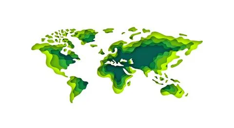 Papercut Style 3d World Map Stock Illustration