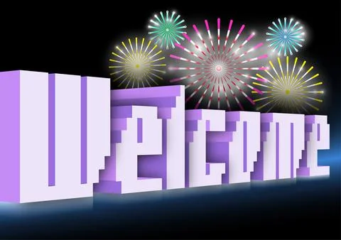 Papercut welcome with fireworks background vector 015 Stock Illustration