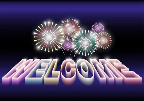 Papercut welcome with fireworks background vector 016 Illustrazione stock