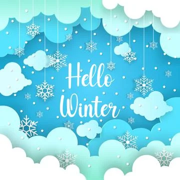 Papercut winter background Stock Illustration