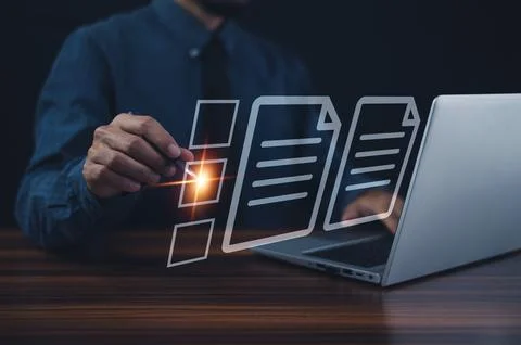 Paperless document management concept, Erp software for file folder managem.. Stock Photos